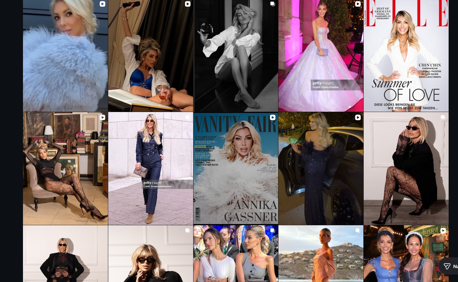 Instagram-Grid mit Fashion- und Cover-Fotos